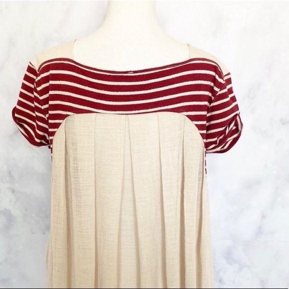 Free People Red Stripped High Lo Top - Picture 2 of 7